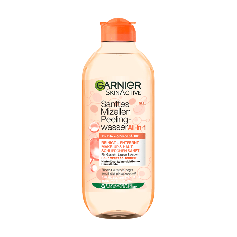 Garnier SkinActive Sanftes Mizellen Reinigungswasser mit Peeling-Effekt Produktbild